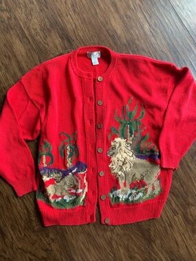 P'Galli Designs Red Knit Sweater - Button Front